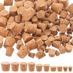 Tanstic 150Pcs 10 Sizes Tapered Cork Plugs Wooden Wine Bottle Cork Stoppers Natural Soft Wood Corks Replacement Corks for Wine Beer Bottle, Glass Bottles