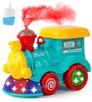 Zest 4 Toyz Musical Spray Steam Train Vehicle Toy for Kids with Flashing Lights Sound Toy Universal Wheel and Bump & Go Smoke Function Random Color Dispatch (Pack of 1)