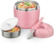 Thermo Food Jar for Hot Food Adults 32OZ Soup Thermo Lunch Containers Wide Mouth Vacuum Insulated Stainless Steel Leakproof Bento Box with Spoon (NEW-PINK)