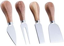 Exquisite 4-Piece Cheese Knives Set with Acacia Wood Handle, Stainless Steel Cheese Knife Collection, Slicer Cheese Cutter Cheese Tools, Fancy Gifts for Housewarming, Birthday, Wedding, Thanksgiving