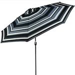 Sunnydaze 9 Foot Outdoor Patio Umbrella with Solar Lights & Tilt/Crank, LED, Catalina Beach Stripe