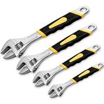 WAIZHIUA 4Pcs Adjustable Spanner Set, 4 Sizes Adjustable Wrench Set Multifunctional Carbon Steel Shifter Spanners with Soft Grip Handle for Home Bathroom Garage Maintenance Repair(6in/8in/10in/12in)