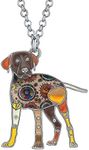 DUOWEI Labrador Dog Pendant Necklace Enamel Labrador Jewelry Gifts for Women (Brown)