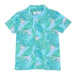 GLORYBOYZ Shirt for Boys Regular Fit Half Sleeves Hawaiian Tropical Printed Kids & Junior Boys Shirt Revere Collar Casual Comfortable Leaf Print Stylish Goa Beach Shirts Kids (2-14 Yrs) Sky Blue