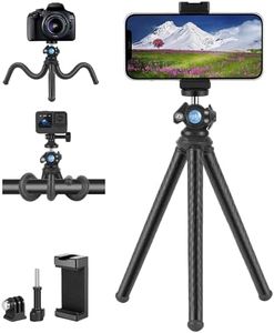 Vkesen Phone Tripod,Flexible Tripod Stand for Smartphone,Camera and Action Camera,Mini Tripod with 360°Adjustable Ball Head,Travel Tripod for Cell Phone,Camera,iPhone 15/14/13,Samsung,GoPro