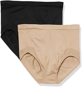 Bali Women’s Comfort Revolution Firm Control Shapewear Brief Fajas Cool Comfort 2-Pack DF0048, Nude Black, X-Large