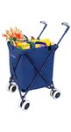 VersaCart Transit Original Folding Shopping and Utility Cart, Water-Resistant Heavy-Duty Canvas with Cover, Double Front Swivel Wheels, Compact Folding, Transport Up to 120 Pounds, Signature Blue