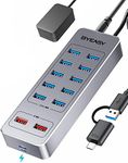 Powered USB Hub, BYEASY 13-Port USB 3.0 Data Hub with 10*USB 3.0 Ports, 1*Type C PD Fast Charging Port,2*USB A Charging Ports, Aluminum Splitter with 12V3A Power Adapter Laptop,Tablet,USB Flash Drives