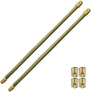 Bundle 2 Cafe Curtain Rods 24" to 32" and 4 Self Adhesive Hooks Gold