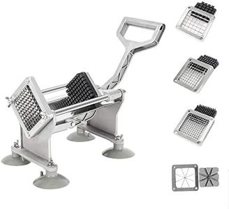 ROVSUN Commercial Vegetable Chopper French Fry Cutter Potato Slicer Fruit Chopper, Super Value Set of Suction Feet, 1/2'', 3/8'', 1/4'', 8-Wedge Blades and Pusher Blocks for Restaurant, Home & Kitchen