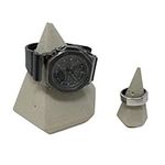 Gray Concrete Mens Ring & Watch Holder - Rugged Cement Jewelry Display for Men - Great Gift for Men's Organization & Display - Made in USA! (Gray Concrete)