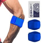 Boldfit Tennis Elbow Support For Gym With Strap Neoprene,Elbow Band For Pain Relief In Bursitis,Tendonitis Support Strap Elbow Wraps For Gym,Workout,Tennis, Badminton,Running,Free Size,Blue Pack Of 2