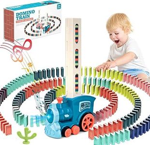Treno del Domino,100 PZ Blocchi Domino Trenino Automatico con Luci e Suoni,Giocattoli Educativi Interessanti Giochi Regalo per Bambini