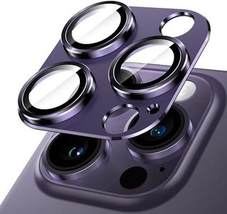 JETech Camera Lens Protector for iPhone 14 Pro 6.1-Inch and iPhone 14 Pro Max 6.7-Inch, Full Coverage 9H Tempered Glass Ring Cover, Matte Metal Plate, Case Friendly, 1-Pack (Deep Purple)