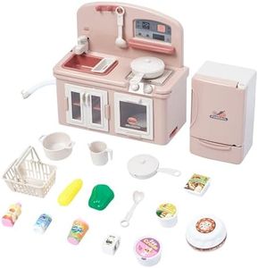 Plastic Kids Kitchen Playset Age 3 and Up - Play Kitchen Appliance Set with Working Sink, Stove, Oven, Refrigerator - Encourages Imaginative Play with Lights & Sound - Toddler Toy Kitchen Playset