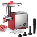 Electric Meat Grinder, Sausage Stuffer Maker 450W(3000W Max) Food Grinder with Blade & 2 Plates, Sausage Stuffer Tubes & Kubbe Kit, Stainless Steel Heavy Duty Meat Mincer Machine for Home Kitchen Use