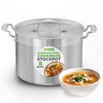 8-Quart Stainless Steel Stockpot - 18/8 Food Grade Heavy Duty Large Stock Pot for Stew, Simmering, Soup, Includes Lid, Dishwasher Safe, Works w/Gas, Induction, Ceramic & Halogen Cooktops