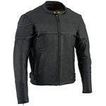 Milwaukee Leather LKM1785 Mens Black Leather Racer Style Motorcycle Jacket w/Side Stretch and Reflective Piping - X-Large