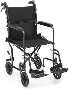 monicare Wheelchairs for Adults 16 inch Seat Folding Compact Transport Chair with Loop-Lock Handbrakes and Back Folds Down Foldable Lightweight Wheel Chair for Storage, 250 lbs Capacity, Black