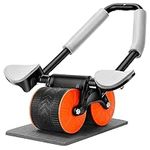 Ab Roller Exercise Wheel - Elbow support rebound abdominal wheel -Abs Roller abdominal wheel with Knee Pads -Abs Workout Equipment for Men & Women, with Resistance Springs and Ergonomic Handle, Orange