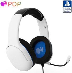 PDP AIRLITE Pro Wired Headset, Licensed Sony PlayStation 5, PlayStation 4, PS5/PS4/PS3/PC, Lightweight Durable Headphones, 3.5mm Audio Jack, Noise-canceling Flip-to-Mute Boom Mic, Frost White