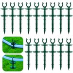 Blulu 15 Pcs 2 in 1 Garden Hose Guide, Universal 10 Inch Hose Guide Stakes with Barbs, Water Sprinkler Hose Guide Support Spike to Keep Hose off Lawn for Yard Lawn Garden Flower Plant Tool (Green)