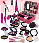 TEUVO Pretend Makeup Play Kit for Girls, Kids Pretend Play Fake Makeup Kit Princess Toys with Cosmetic Bag for Kids Role Play Beauty Set, Little Girls Toys Birthday (Not Real Makeup)