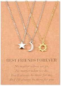 SUNSH Sol Y La Luna Mejor Amigo Collares Para 3 Mujeres Adolescentes Niñas Amistad Bessties Collar Conjunto De Joyería Hermana Bff Regalos Para Ella De Plata,Oro Sol Plata Estrellas Lunares
