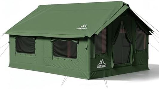 Zonkoo Inflatable Tent with Pump, 6 Person Blow Up Tents, Quick Setup Hot Tent with Stove Jack, Waterproof Oxfordfor, 4 Seasons Air Glamping Tents House for Family Weekend Camping(Vega)
