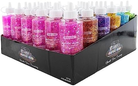 BAZIC Products Glitter Glue Tubes – 6 Assorted Neon Colors, Non-Toxic Washable Glitter Glue for Arts, Crafts, DIY, and Party Projects, 4 oz/Pack, 36 Packs