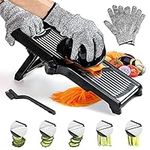 Labeol Adjustable Mandolin Slicer Professional 3 in 1 Stainless Steel Food Slicer Multi Functional Vegetable Chopper Vegetable Potato Onion Cheese Julienne Slicer with Safety Gloves