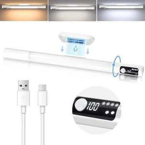 Motion Sensor Light Indoor - Under Cabinet Lighting,Battery Display, Wireless Type-C Rechargeable Night Light,3 Colors Dimmable with Magnetic Install for Wardrobe,Kitchen,Closets,Wall,Hallway(White)