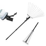 Garden Rake 80-152 cm Adjustable Soil Rake Artificial Grass Rake,Telescopic Rake for Lawn,15 Tines Soil Rake Moss Rake for Collect Loose Debris Among Plants, Lawns and Yards