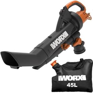 WORX WG505E Trivac Laubbläser & Laubsauger 3000 W – 3-in-1 Funktion als Laubbläser, Laubsauger & Mulcher - 335km/h Blasgeschwindigkeit - 600m³/h Saugvolumen – inkl. 45L Fangsack