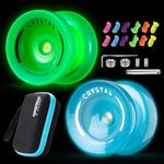 MAGICYOYO K2 Crystal Yoyos Glow in The Dark, Responsive Yoyo for Kids，Unresponsive Yo yos for Adults, Plastic Yoyo Professional for Fingerspin Trick + 12 Yoyo Strings + Accessory kit (Glow Yoyo Pack)