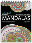 ColorIt Mandalas Volume V Spiral Bound Adult Coloring Book with 50 Mandala Patterns for Relaxation and Stress Relief - Includes Perforated Pages, Thick Paper, Hardback Covers, and Blotter Page