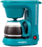 Holstein Housewares - 5 Cup Drip Coffee Maker - Convenient and User Friendly with Permanent Filter, Borosilicate Glass Carafe, Water Level Indicator, Auto Pause /Serve and Keep Warm Functions, Teal