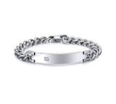 AMDXD Fashion Jewellery Couple´s Bracelets (with Free Engraving) Stainless Steel Link Curb Chain Silver Cross with Rhinestone Cubic Zirconia Curb Chain Bracelet Women