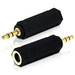 3.5mm Plug to 6.35mm Socket (Pack of 2) 1/8 to 1/4 inch Stereo Audio Jack Adapter | Connects Devices with 3.5mm port to your Amplifiers, Guitar, Piano, Speakers & Mic that use 6.35mm Port by Mobi Lock