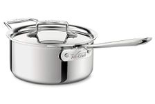 All-Clad SD55203 Stainless D5 Saucepan | 20 cm | with Handle and Lid | Multi-Layer Cookware | Compatible with All Hob Types | Stainless Steel and Aluminium