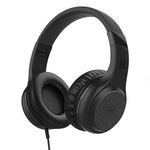 Motorola Sound Moto XT120 Over Ear Headphones Wired with Microphone, in-Line Command Control for Calls - Foldable Wired Headphones with Adjustable Cushioned Headband, Dynamic Bass, 3.5mm Jack - Black