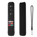 Oboe Silicone TV Remote Cover Case Compatible with TCL Tv Remote RC802NU1 / IFFALCON Smart LED TV Remote Protective Cover with Lanyard (Black) [Remote NOT Included]