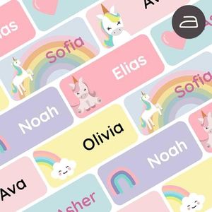 Iron-On Name Labels & Clothing Labels for Nursing Home (120) – Iron On Name Tags & Name Labels for Clothing & Clothes, School & Daycare – Waterproof - Unicorn