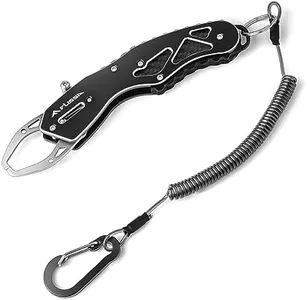 FLISSA 7" Fish Gripper, Stainless Steel Fish Lip Gripper with Aluminium Alloy Handle, 40 Pound Fish Grabber, Lightweight Fish Holder for Caught Fish, Fishing