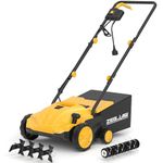 ZEGJAW Electric Dethatcher and Scarifier, 13” 12Amp Lawn Dethatcher with 4-Position Depth Adjustment, 30L Collection Bag, 2 in 1 Walk Behind Thatch Removing for Lawn
