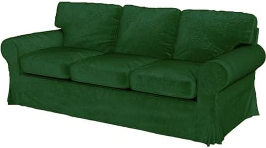 Velvet Pets Friendly Sofa Covers Custom Made Compatible for IKEA Ektorp Three Seat Sofa Slipcovers (Velvet Green Ektorp 3)