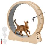 VEVOR Cat Exercise Wheel, 48 in Wooden Cat Running Wheel for Indoor up to 28 lbs, Treadmill with Carpeted Runway & Locking Mechanism, Quiet Roller Kitten Sport Toys for Pets Fitness & Health