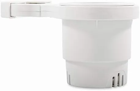 Camco Large Clamp Mounted Cup Holder-Provides a Secure Location for Your Beverage-Mountable for Up to 2-Inch Rail-White (53083)
