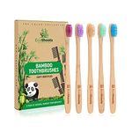 EcoShoots Adults Bamboo Toothbrushes with Soft Bristles | Family Pack of 5 Natural Bamboo Toothbrush | Eco-Friendly Natural Wooden Toothbrush | Organic Biodegradable Handle | BPA Free Tooth Brushes