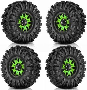 REDSPIDER 1.9 Beadlock Wheels and Tires Set(4PSC) Mud Specific Tire Metal wheels 1.9 Tires Has Super Strong Grip for 1/10 RC Crawler Car Axial SCX10 Pro Capra UTB18 TRX4 (Green)